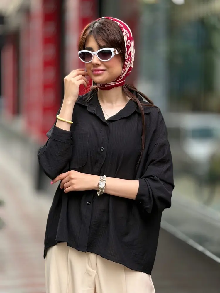 شومیز حریر شیشه ایی پری